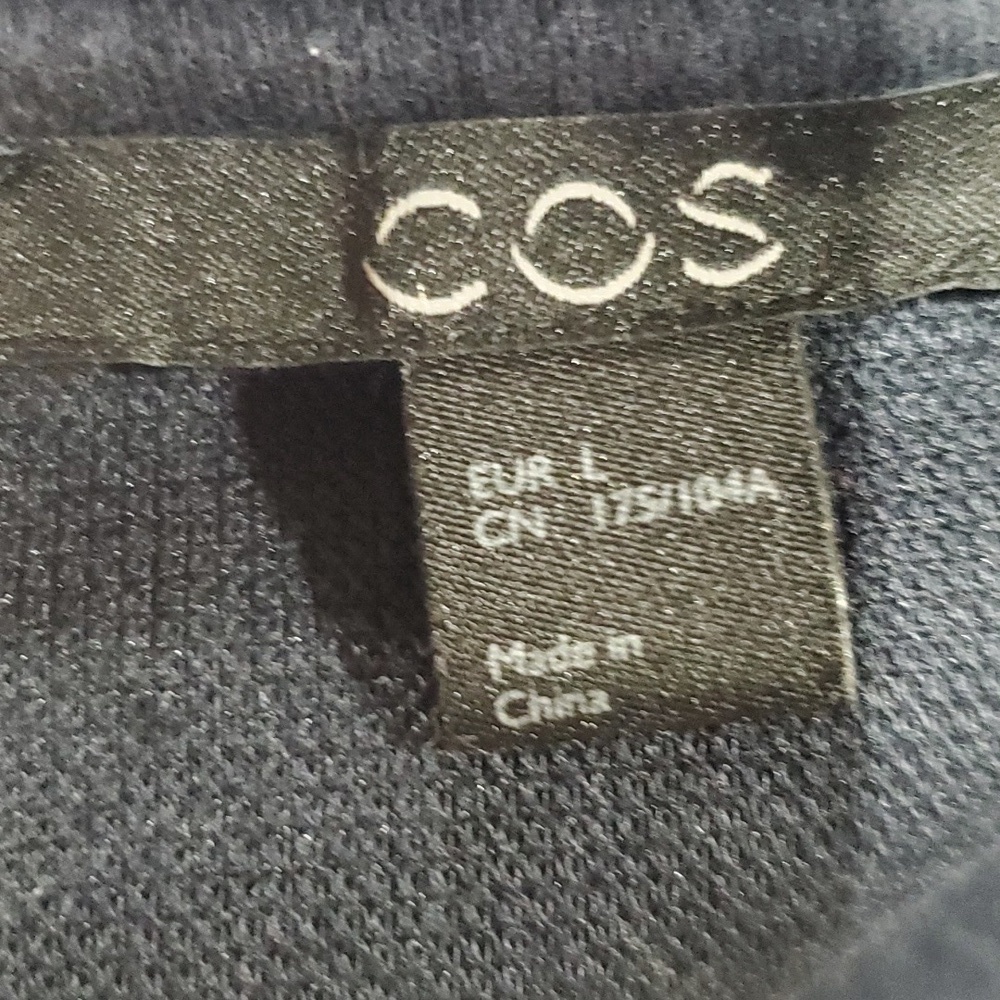 COS navy blue 3/4 sleeve block mixed fabric top - Picture 6 of 7